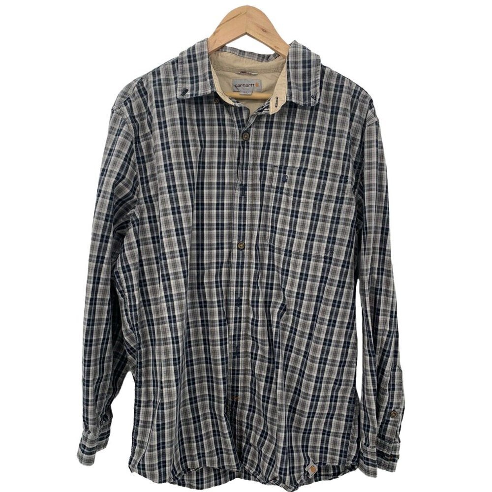 Carhartt Button-Down Plaid Shirt Relaxed Fit Large